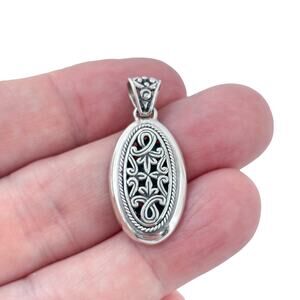 Vintage Sterling Silver 925 Filigree Oval Pendant